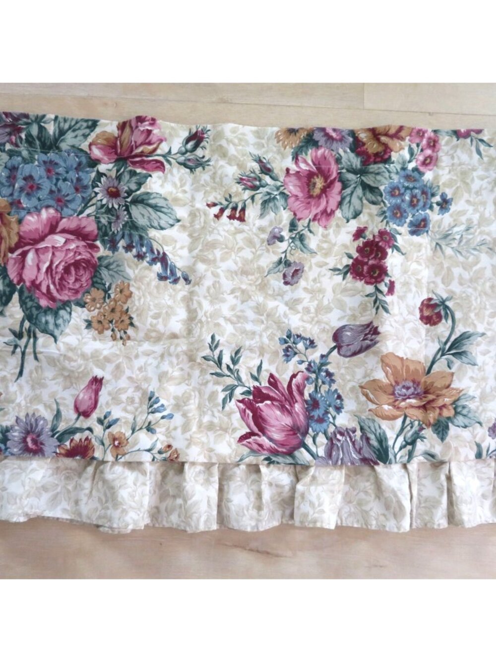 Vintage Dan River Floral Curtain Valance 84"x17" Ruffle Rod Pocket Cottage Core